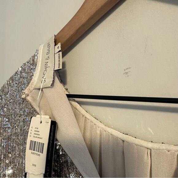 NWT Anthropologie Sachin & Babi Silver Sequin Mini Dress 4 - Picture 13 of 16